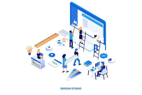 5d企业销售数据展示互联网销售场景创意插画设计modern flat design